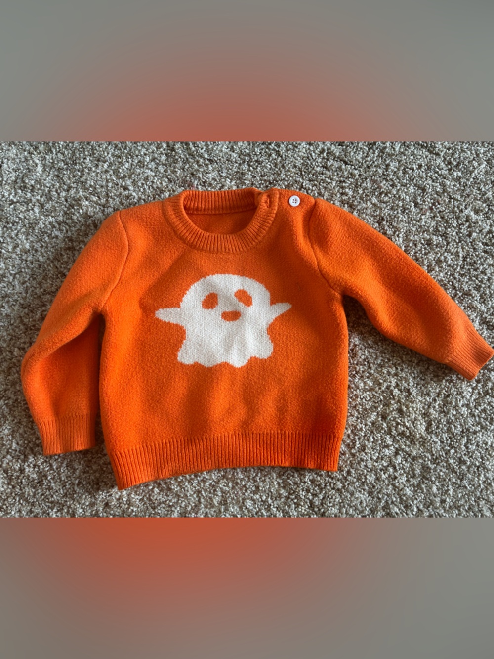 Orange Baby Sweater with White Ghost